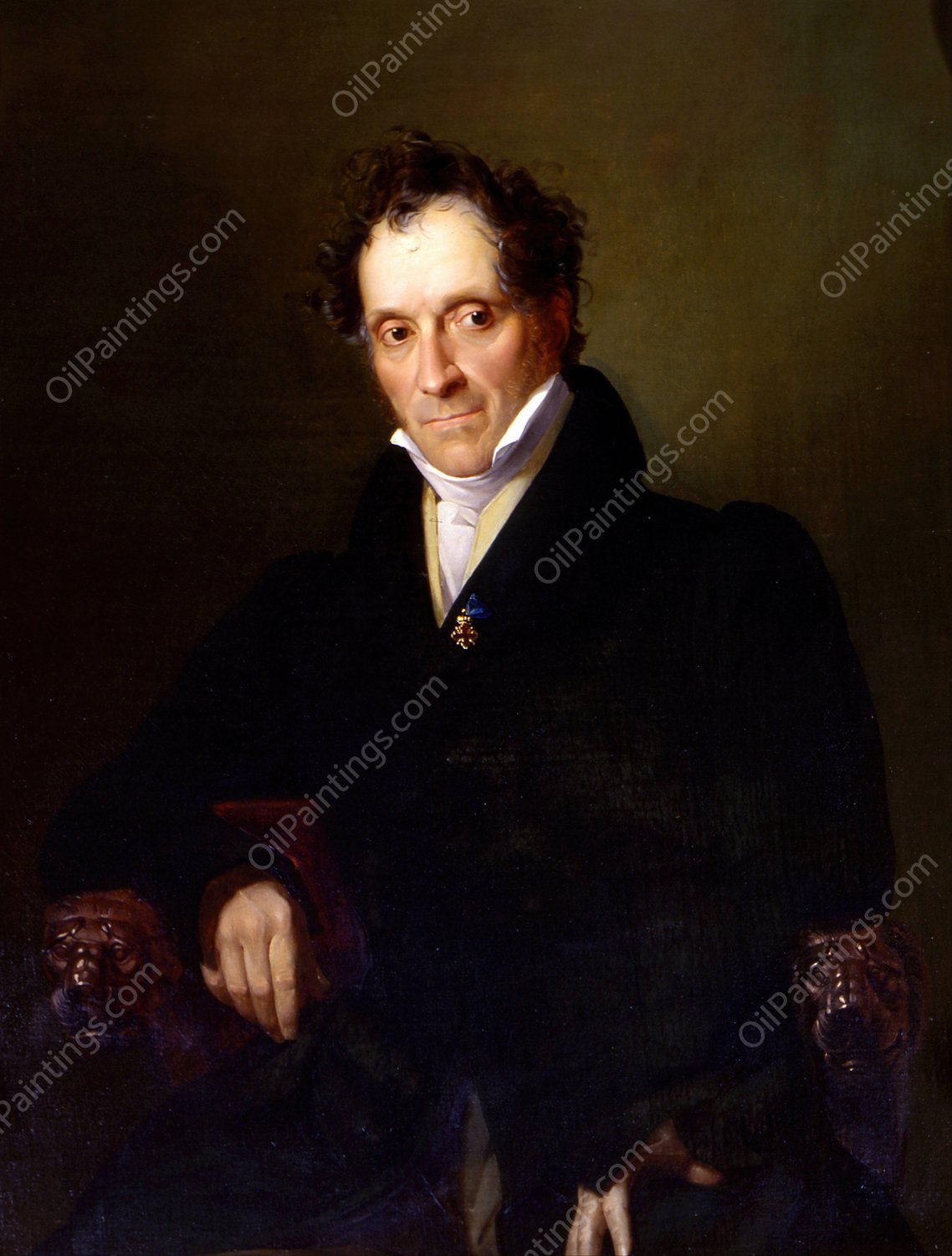 Portrait of Giuseppe Poldi Pezzoli  by Giuseppe Molteni - Hand-Painted Oil Painting Reproduction