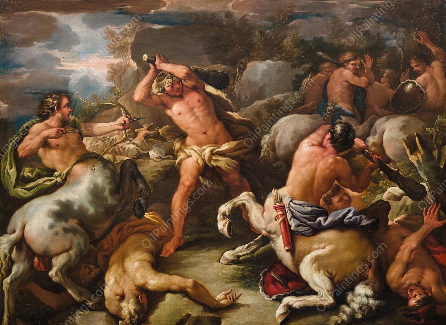Battle of the Centaurs against the Lapiths by Giuseppe Simonelli - Hand-Painted Oil Painting Reproduction