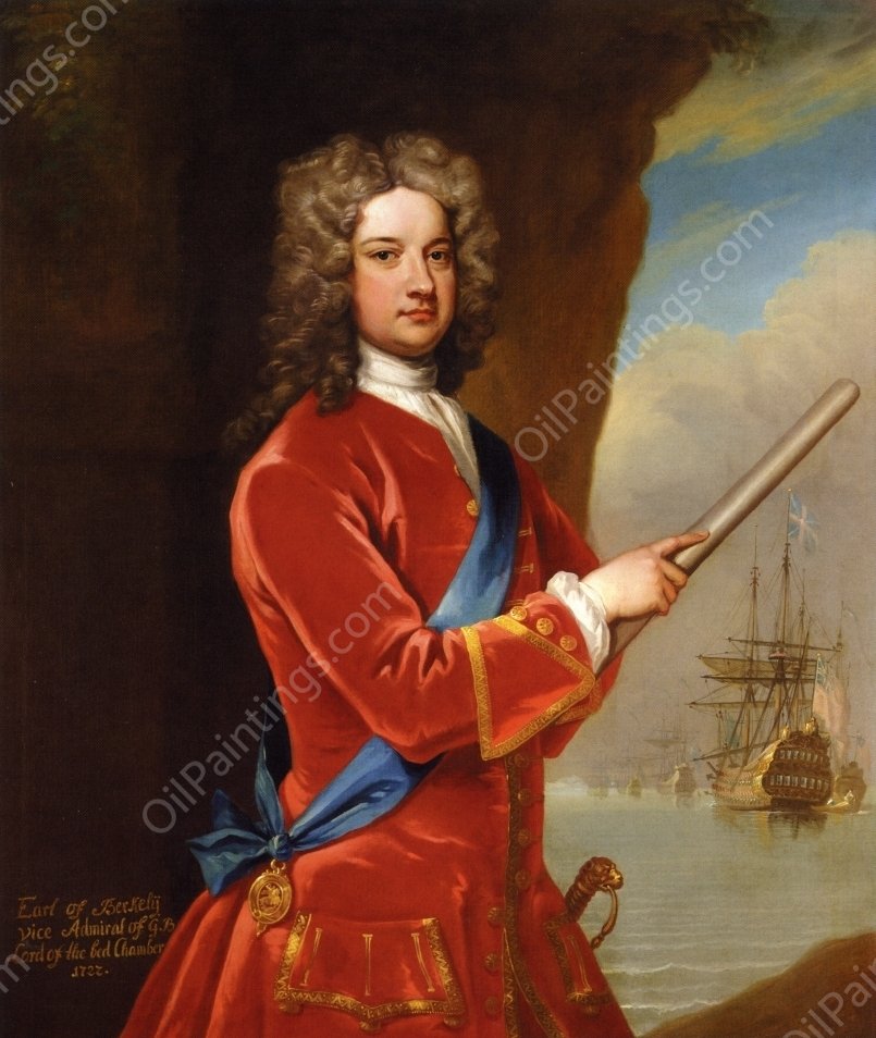 Portrait of Admiral James Berkeley, 3rd Earl of Berkeley 1680 - 1736 by Godfrey Kneller - Hand-Painted Oil Painting Reproduction
