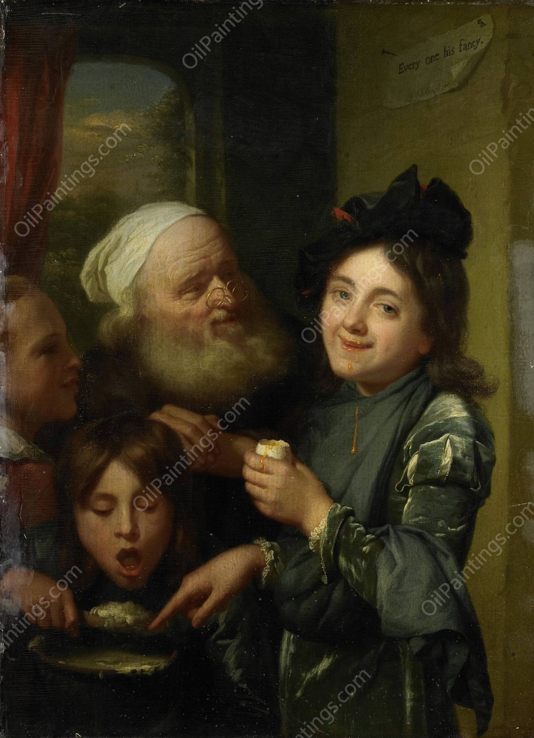 Every one his fancy  by Godfried Schalcken - Hand-Painted Oil Painting Reproduction