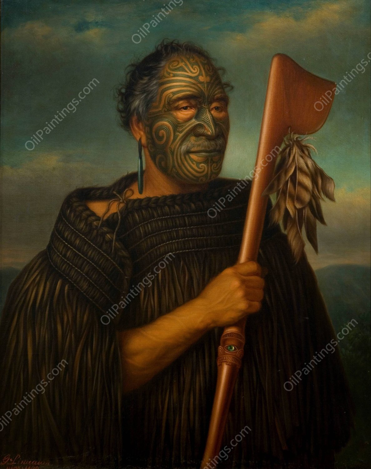 Tamati Waka Nene  by Gottfried Lindauer - Hand-Painted Oil Painting Reproduction