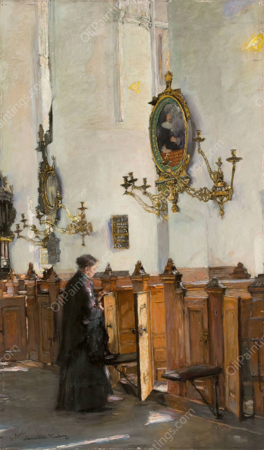 In der Katharinenkirche in Hamburg  by Gotthardt Kuehl - Hand-Painted Oil Painting Reproduction