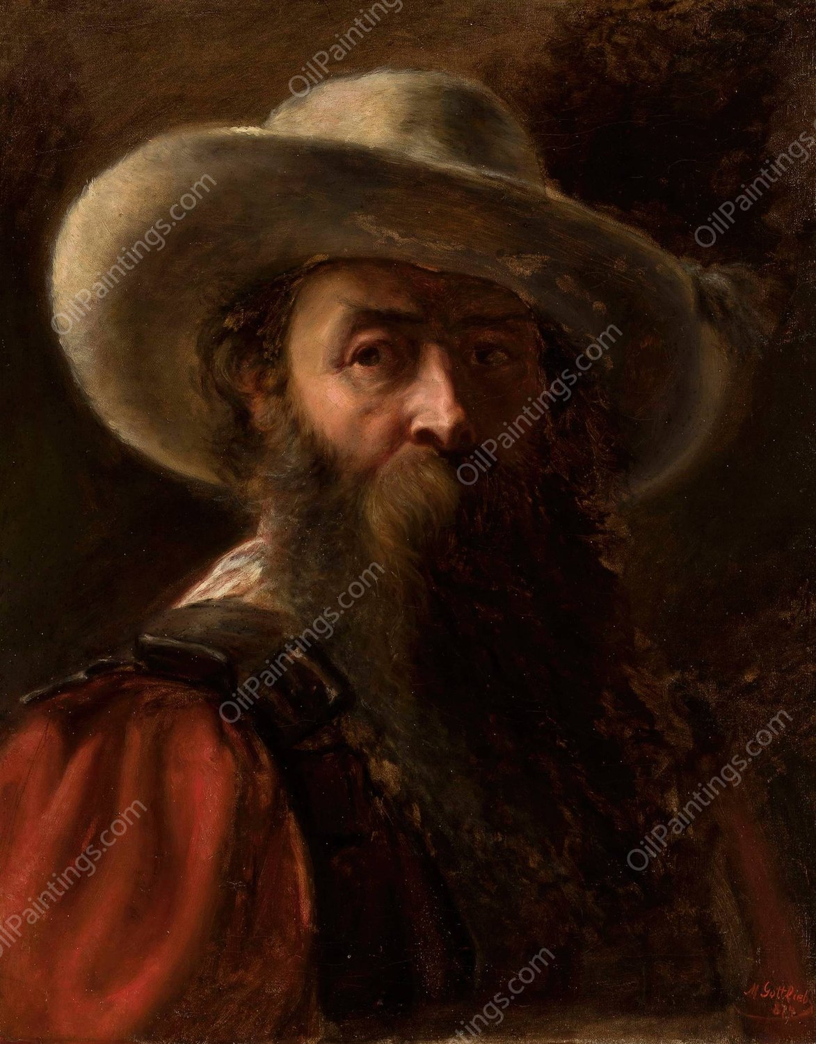 Portrait of a man  by Maurycy Gottlieb - Hand-Painted Oil Painting Reproduction