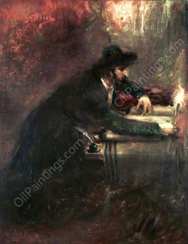 Torah Scroll by Maurycy Gottlieb - Hand-Painted Oil Painting Reproduction