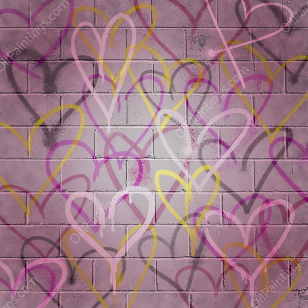 Graffiti Hearts II by Grace Popp - Hand-Painted Oil Painting Reproduction