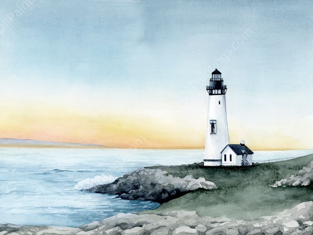 Lighthouse Bay II by Grace Popp - Hand-Painted Oil Painting Reproduction