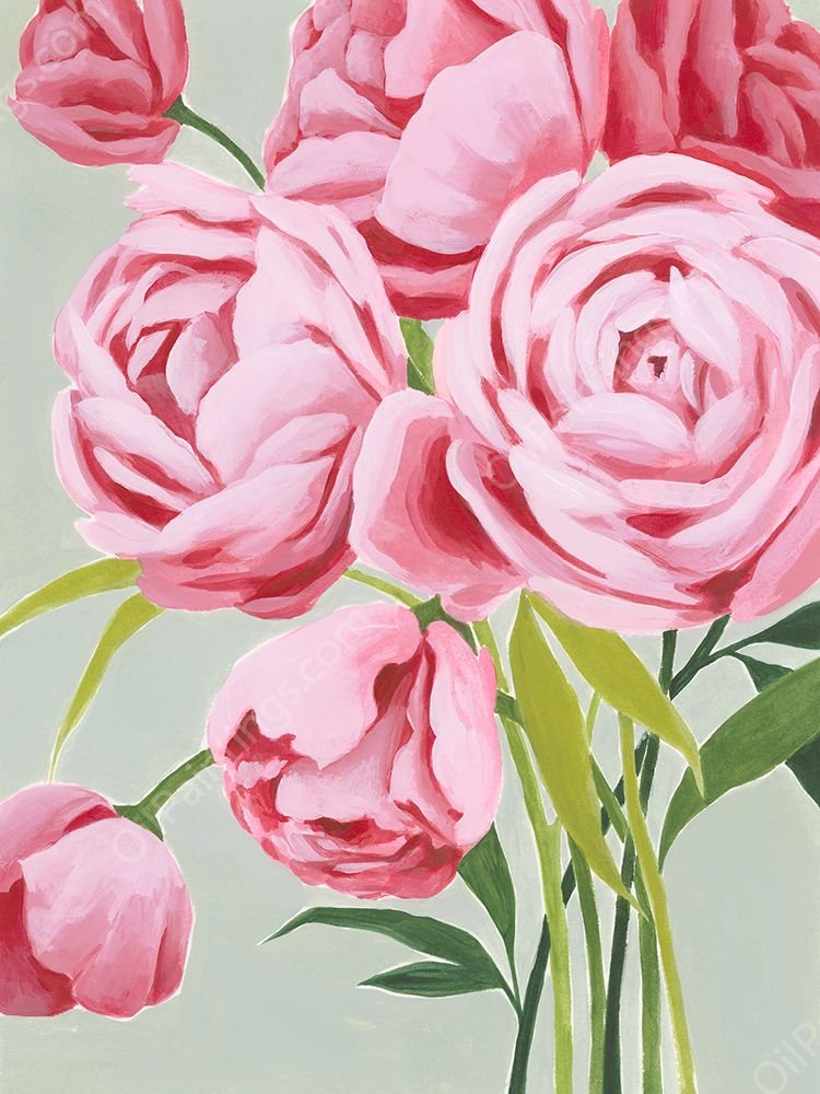 This Year's Peonies I by Grace Popp - Hand-Painted Oil Painting Reproduction