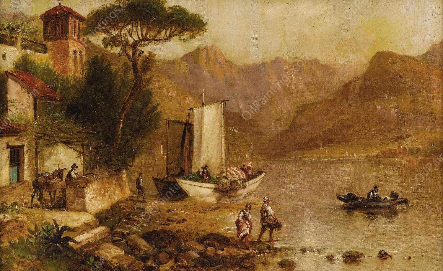 Village Coast  by Granville Perkins - Hand-Painted Oil Painting Reproduction