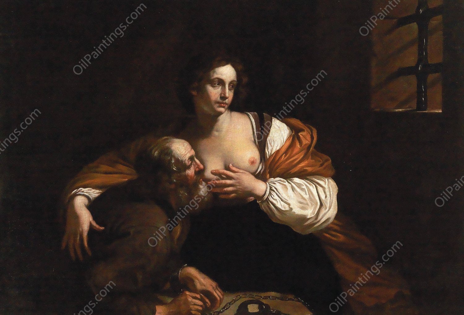 Caritas Romana by Guercino - Hand-Painted Oil Painting Reproduction