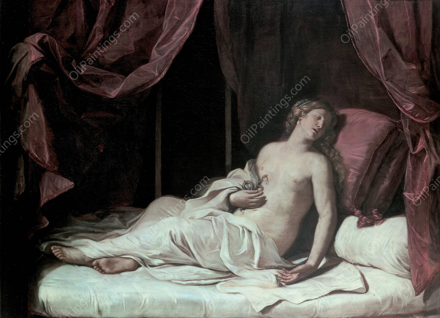 The Death of Cleopatra  by Guercino - Hand-Painted Oil Painting Reproduction