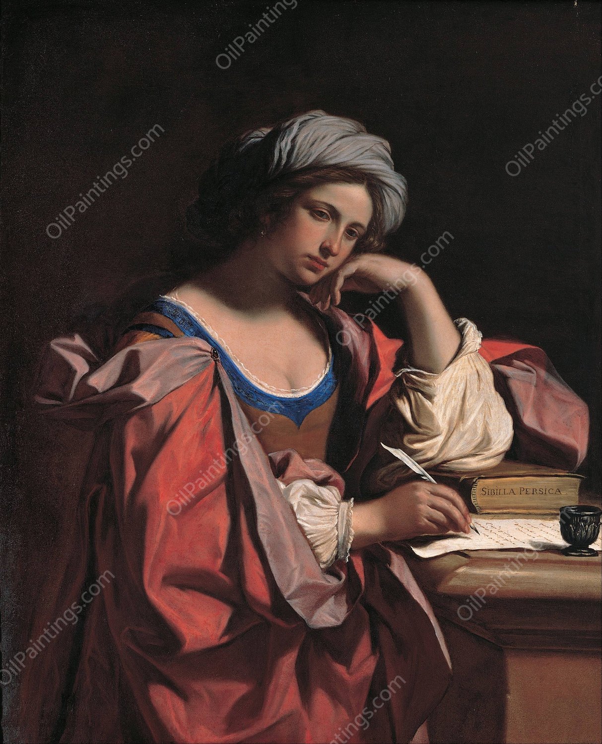 The Persian Sibyl  by Guercino - Hand-Painted Oil Painting Reproduction