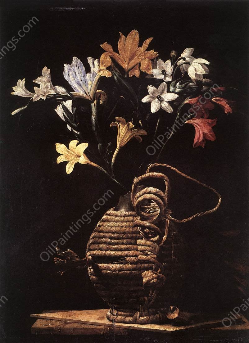 Flowers in a Flask by Guido Cagnacci - Hand-Painted Oil Painting Reproduction