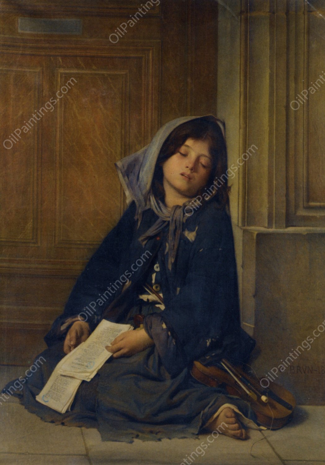 La Mendiante by Guillaume Charles Brun - Hand-Painted Oil Painting Reproduction