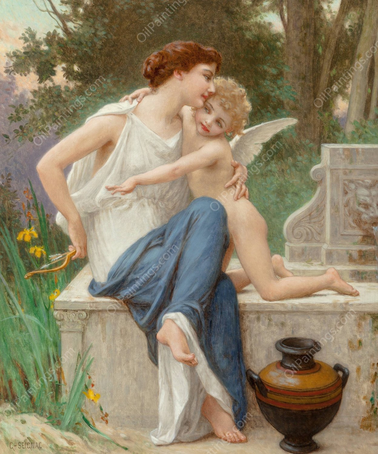 Disarming Cupid by Guillaume Seignac - Hand-Painted Oil Painting Reproduction