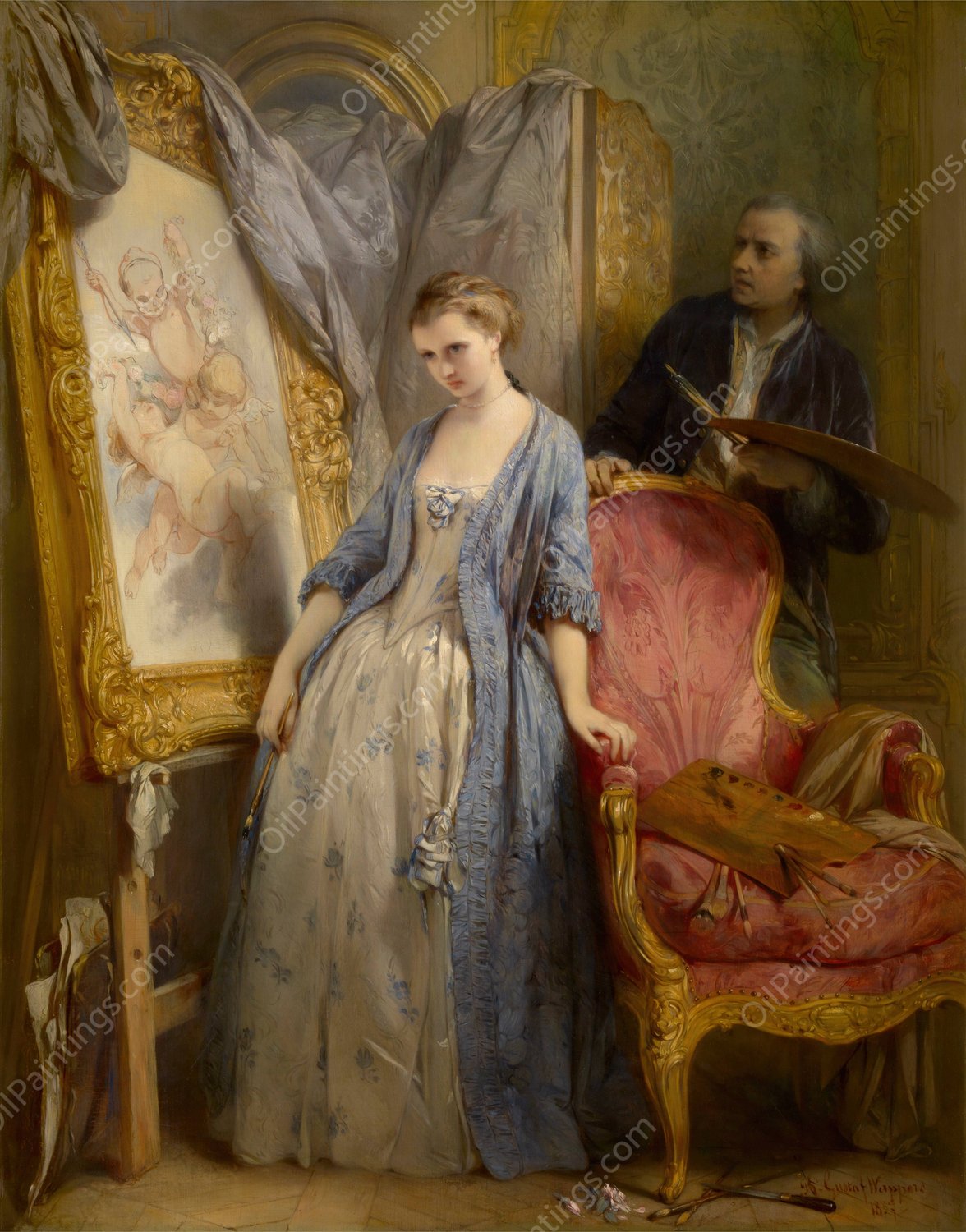 Young Artist Daydreaming  by Gustaf Wappers - Hand-Painted Oil Painting Reproduction