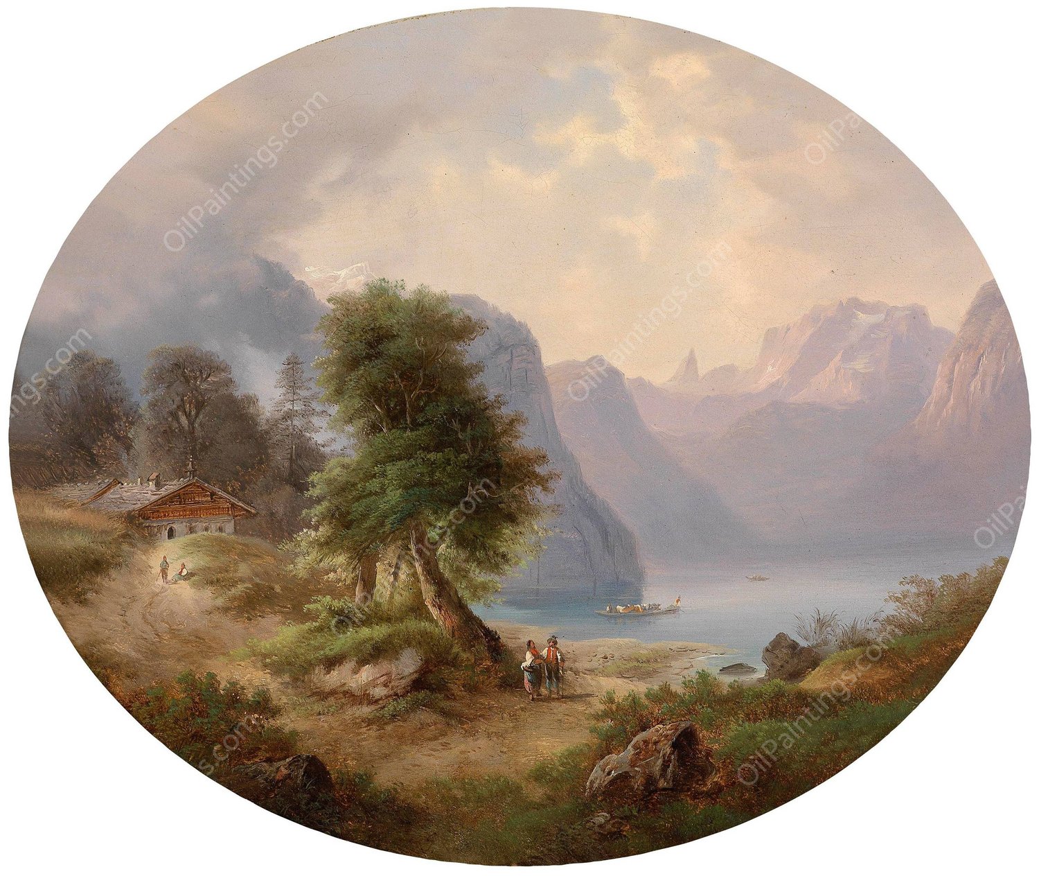 Partie aus dem Salzkammergut by Gustav Barbarini - Hand-Painted Oil Painting Reproduction