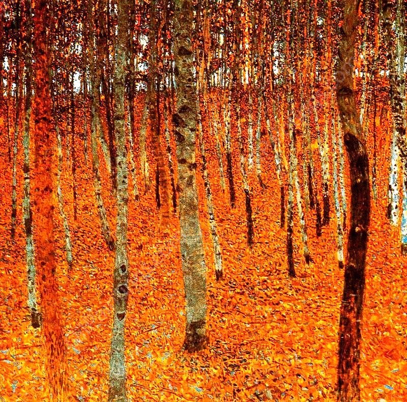 Beech Forest  by Gustav Klimt - Hand-Painted Oil Painting Reproduction