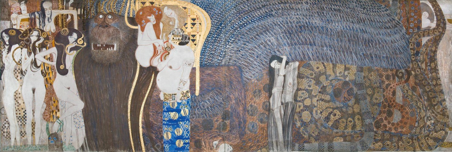 Beethovenfries; Die feindlichen Gewalten  by Gustav Klimt - Hand-Painted Oil Painting Reproduction