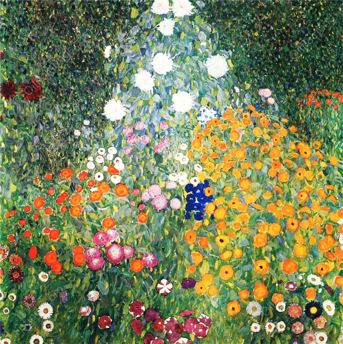 Flower Garden by Gustav Klimt - Hand-Painted Oil Painting Reproduction