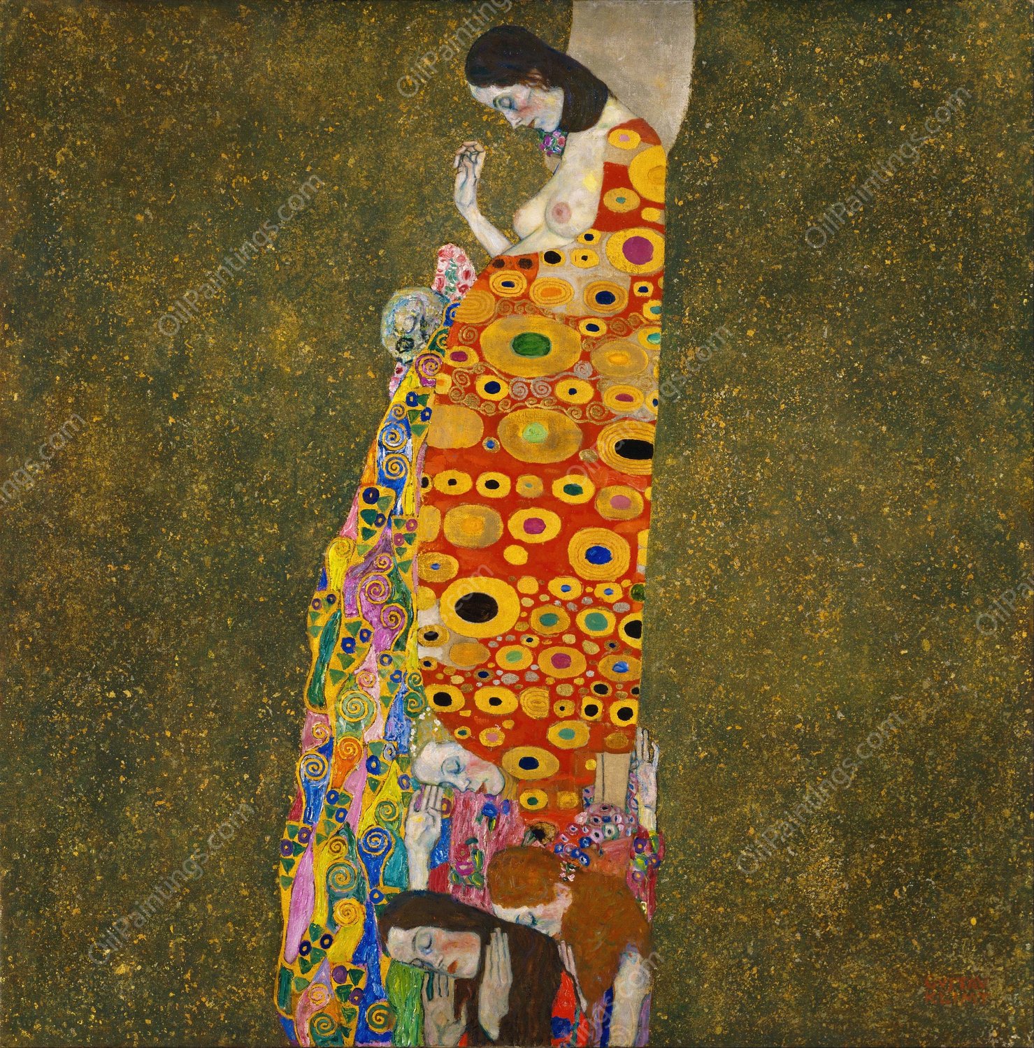 Hope, II  by Gustav Klimt - Hand-Painted Oil Painting Reproduction