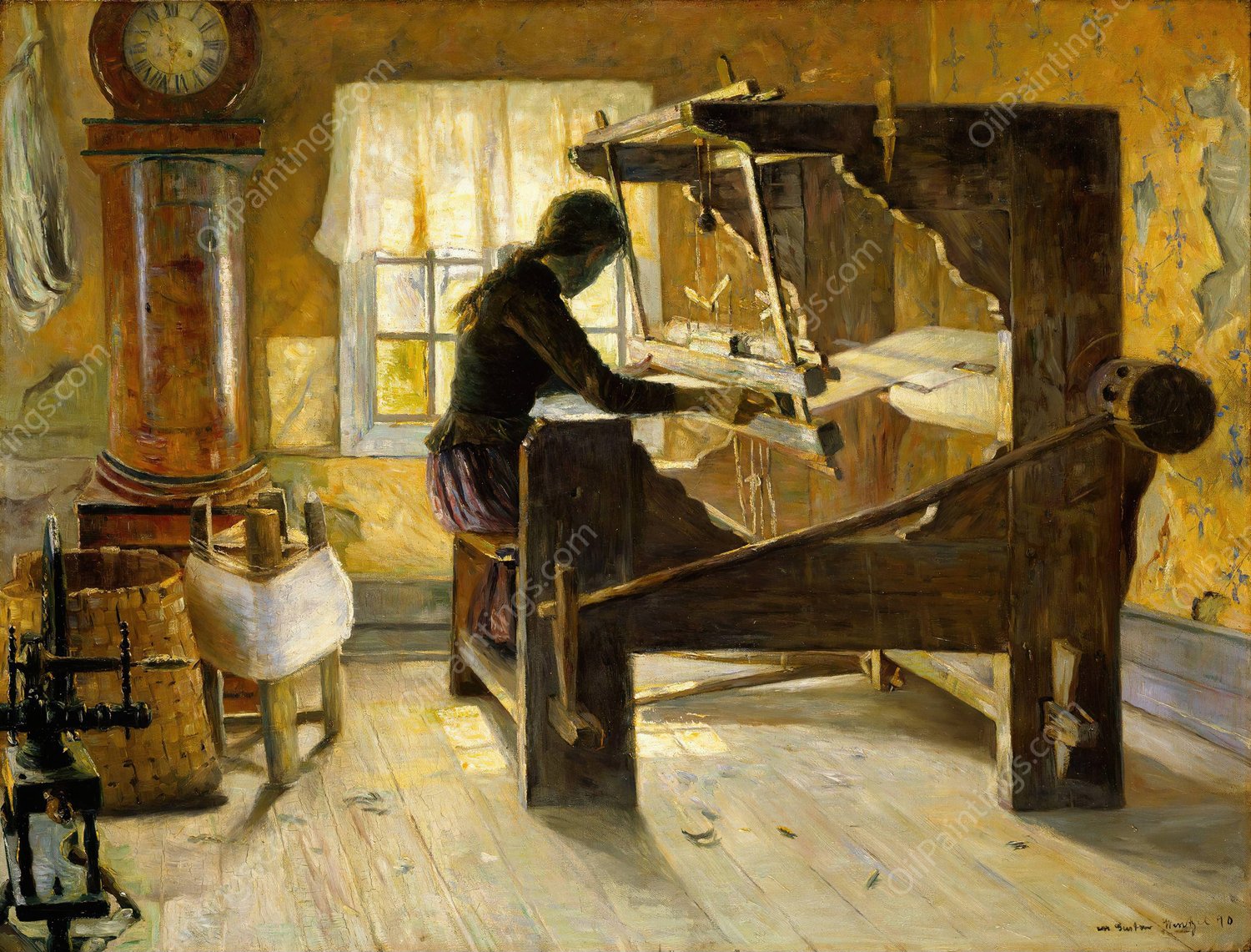 At the Loom  by Gustav Wentzel - Hand-Painted Oil Painting Reproduction