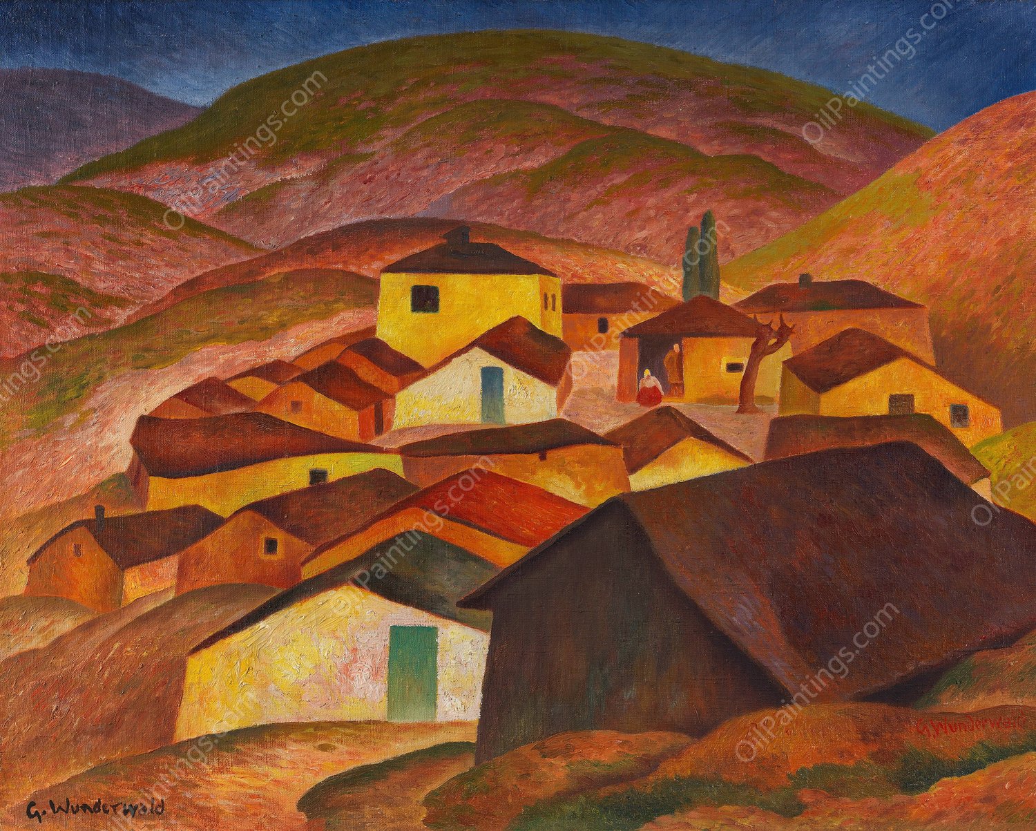 Gebirgsdorf in Mazedonien  by Gustav Wunderwald - Hand-Painted Oil Painting Reproduction