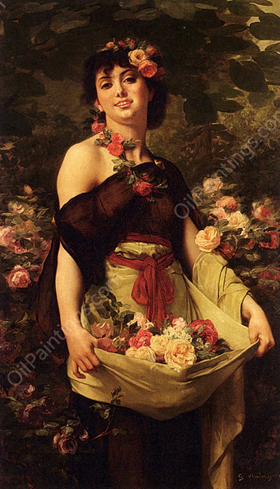 The Flower Girl by Gustave Clarence Rodolphe Boulanger - Hand-Painted Oil Painting Reproduction