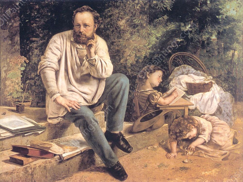 Portrait of P.J. Proudhon in 1853 by Gustave Courbet - Hand-Painted Oil Painting Reproduction