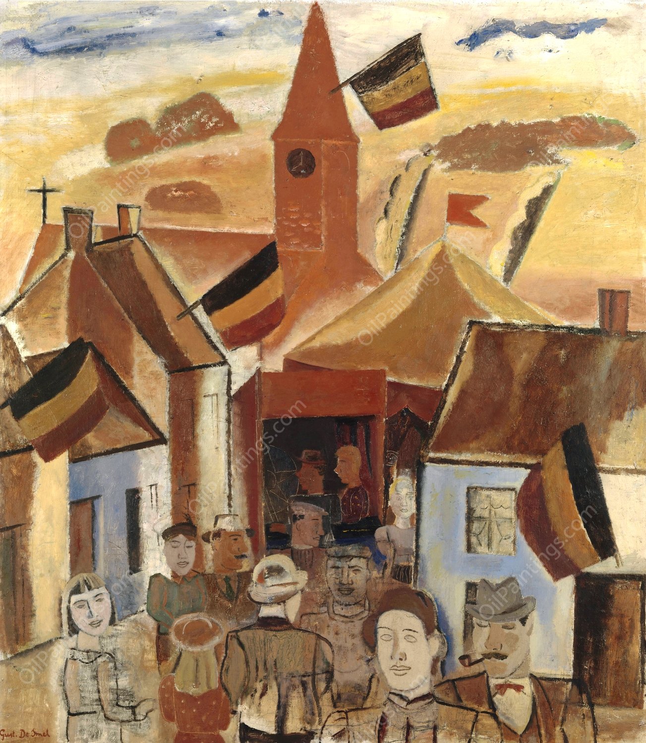 Dorpskermis  by Gustave De Smet - Hand-Painted Oil Painting Reproduction