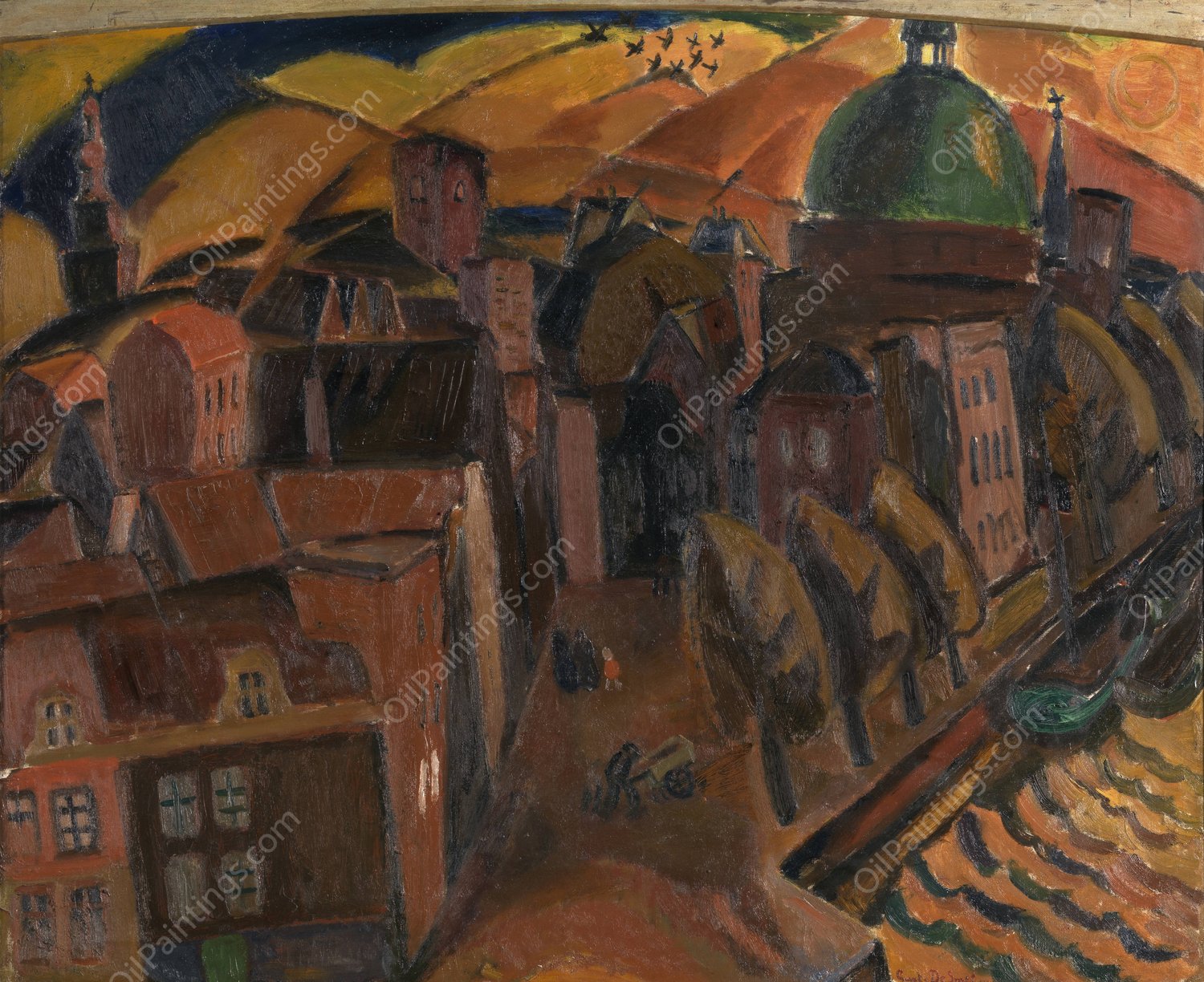 The Green Dome Church in Amsterdam  by Gustave De Smet - Hand-Painted Oil Painting Reproduction