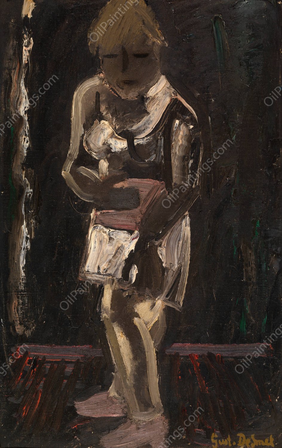 White Shirt on Black Ground  by Gustave De Smet - Hand-Painted Oil Painting Reproduction