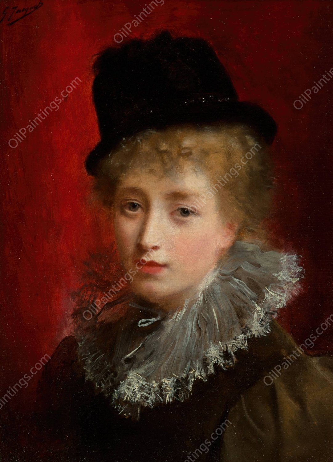 A fashionable beauty by Gustave Jean Jacquet - Hand-Painted Oil Painting Reproduction
