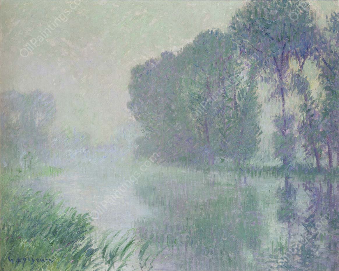 By the Eure River - Afternoon, Fog Effect by Gustave Loiseau - Hand-Painted Oil Painting Reproduction