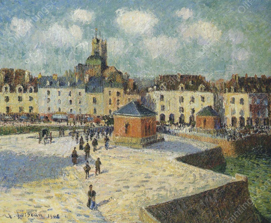 Quay at Dieppe by Gustave Loiseau - Hand-Painted Oil Painting Reproduction