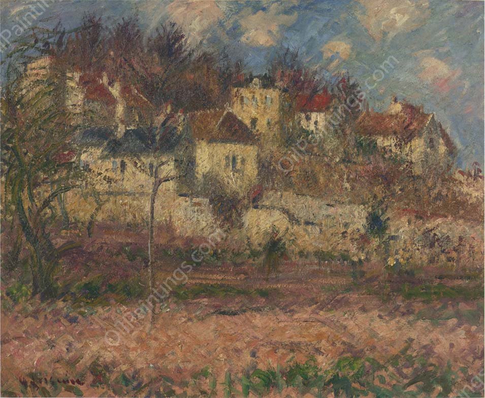 Village on the Hill by Gustave Loiseau - Hand-Painted Oil Painting Reproduction