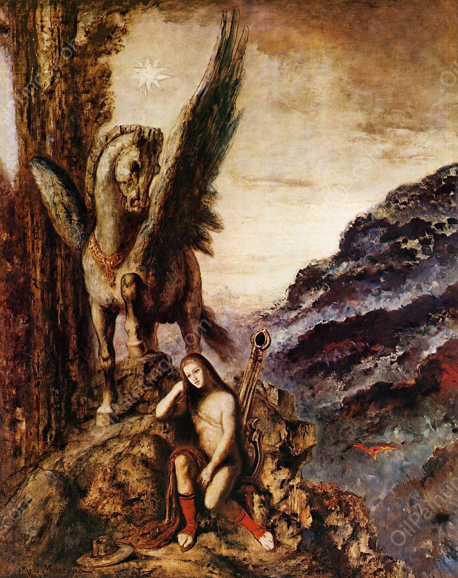 The Poet as a Wayfarer by Gustave Moreau - Hand-Painted Oil Painting Reproduction