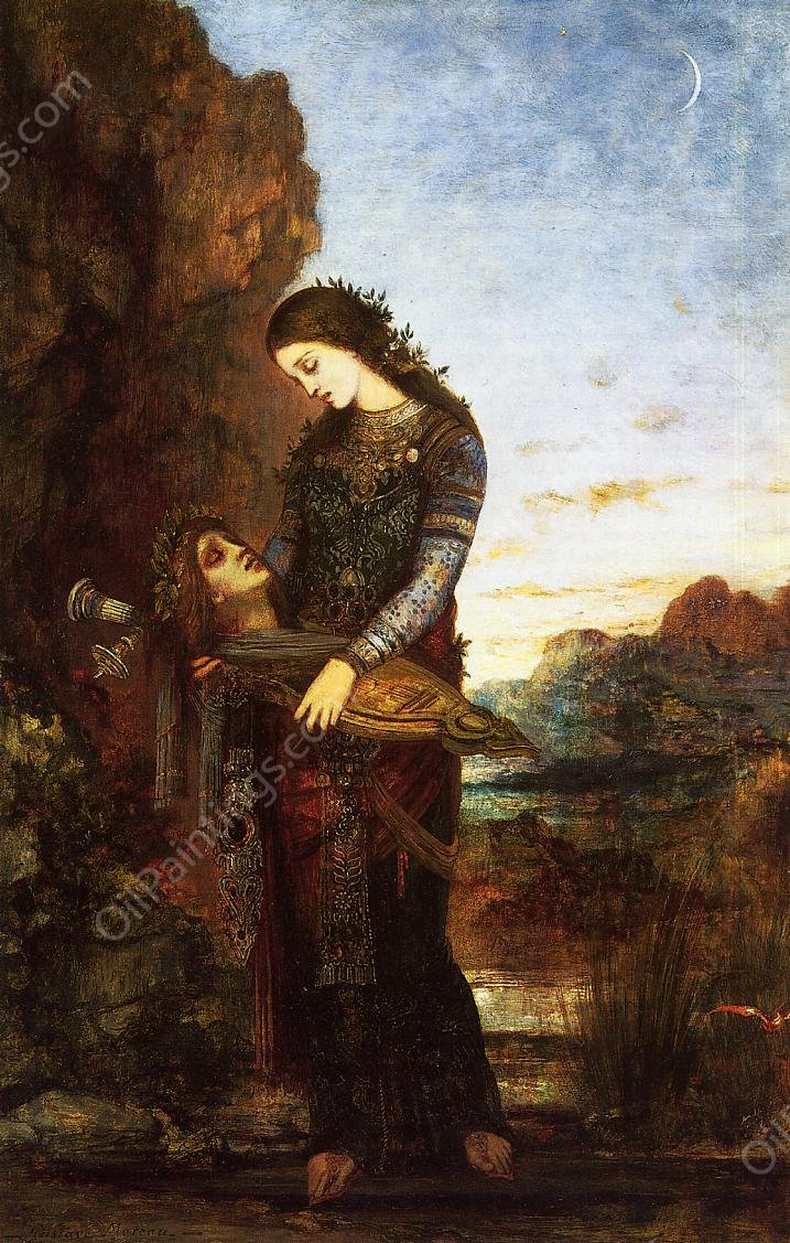 Young Thracian Woman Carrying the Head of Orpheus by Gustave Moreau - Hand-Painted Oil Painting Reproduction