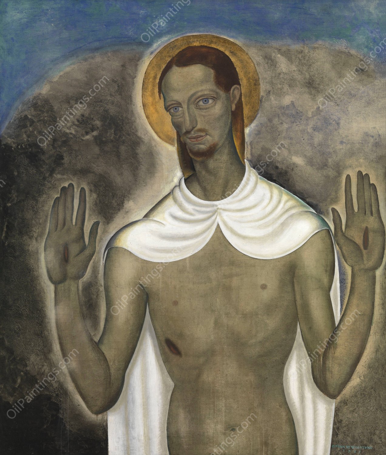 Christ Showing His Wounds  by Gustave Van De Woestijne - Hand-Painted Oil Painting Reproduction