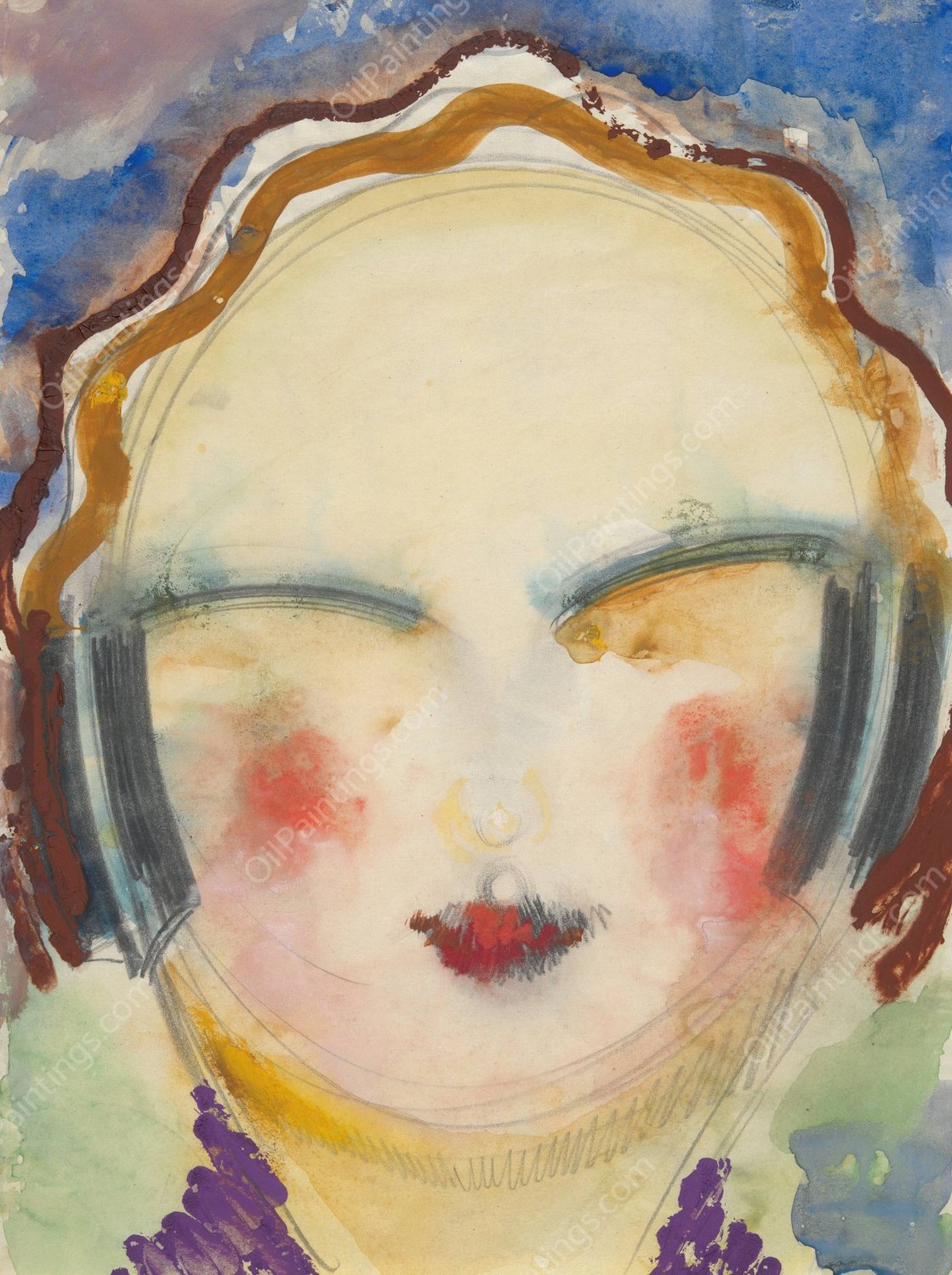 Head  by Gustaw Gwozdecki - Hand-Painted Oil Painting Reproduction