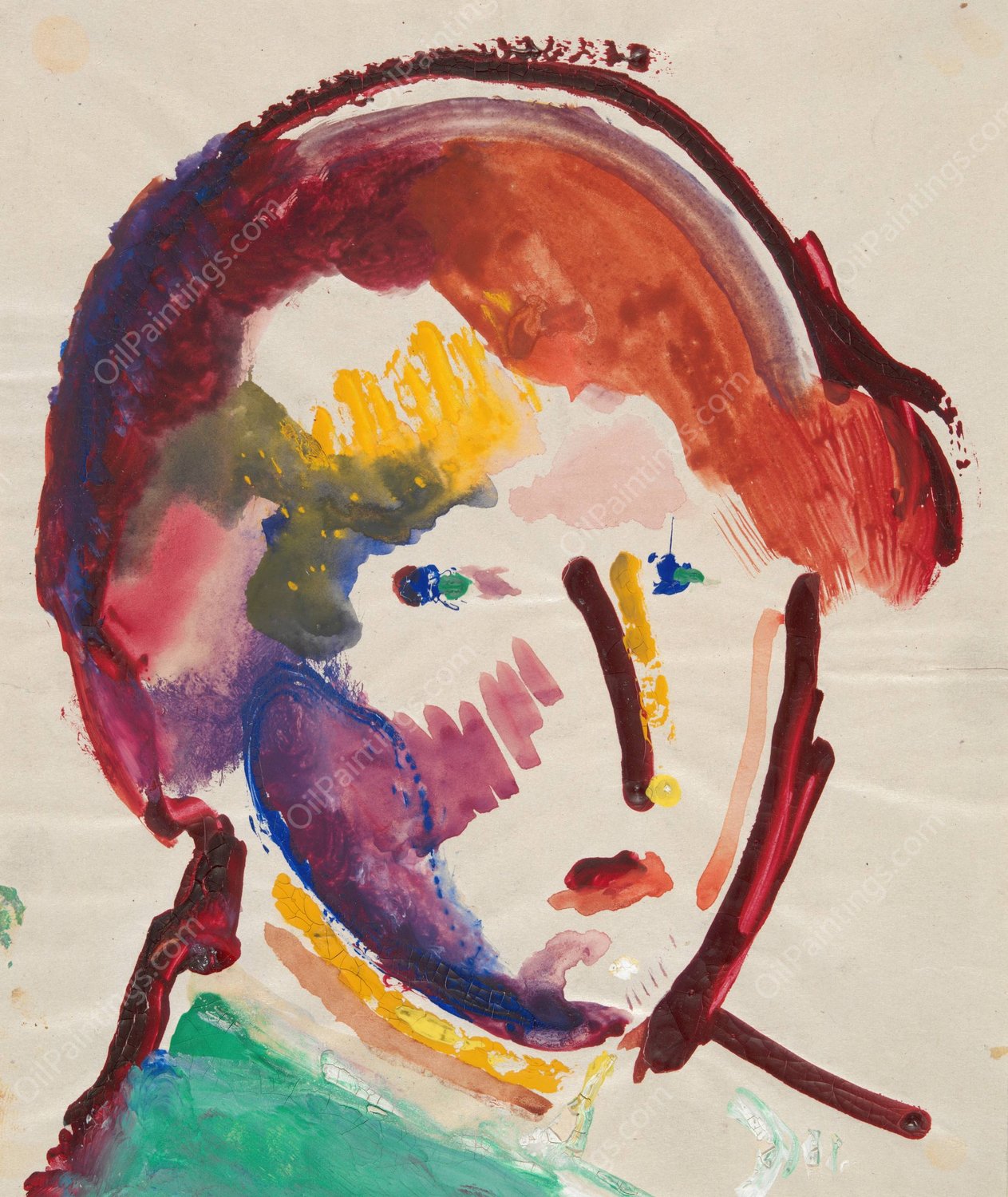 Head  by Gustaw Gwozdecki - Hand-Painted Oil Painting Reproduction