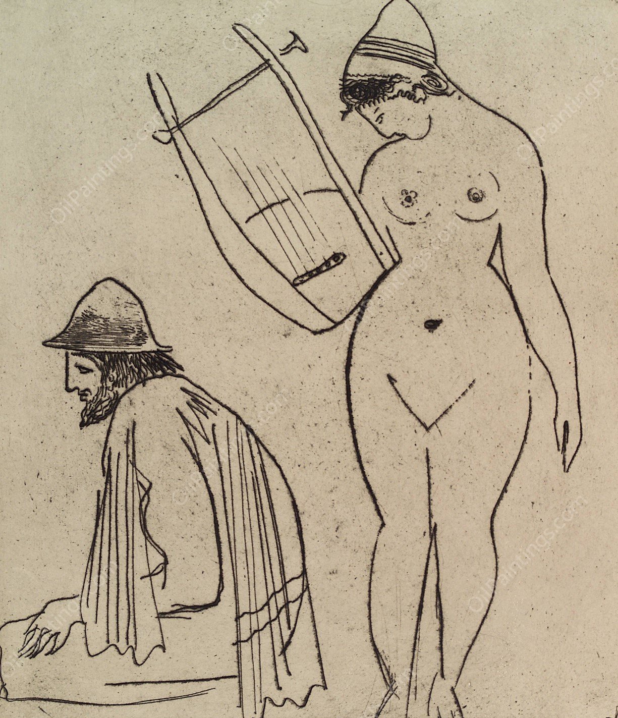 Ulysses and Calypso  by Gustaw Gwozdecki - Hand-Painted Oil Painting Reproduction