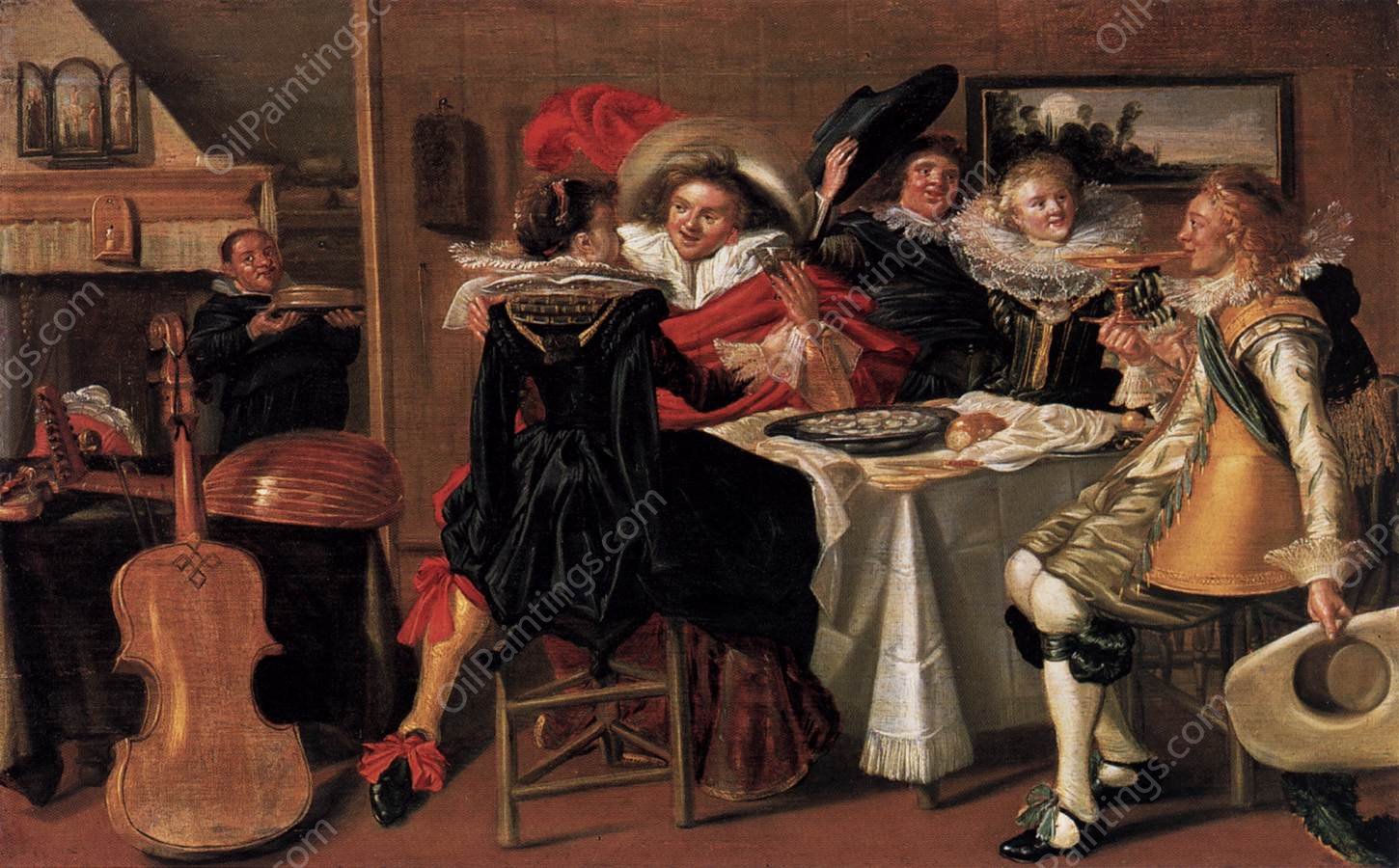 Merry Company at Table by Hals Nicolaes - Hand-Painted Oil Painting Reproduction