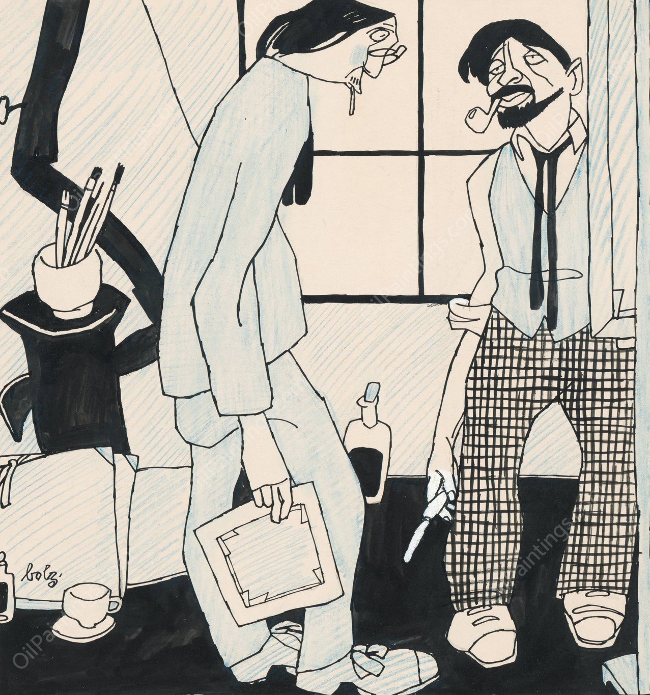 Atelier of an Unrecognized Painter  by Hanns Bolz - Hand-Painted Oil Painting Reproduction