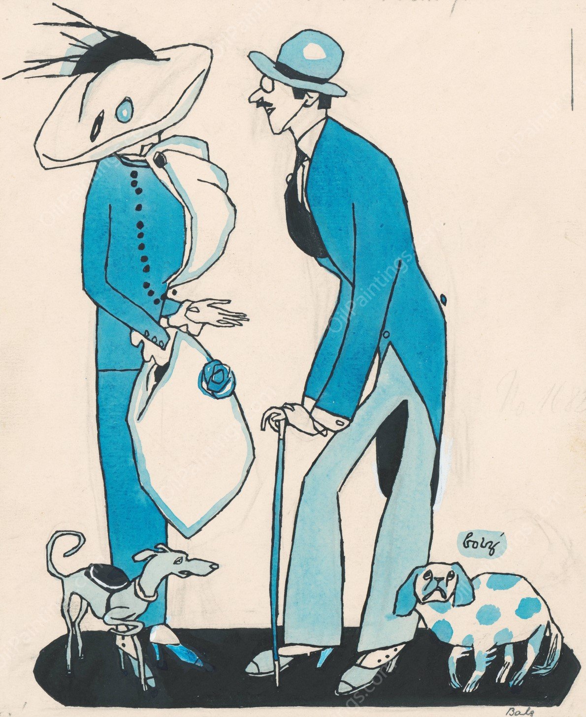 Small Town Meeting  by Hanns Bolz - Hand-Painted Oil Painting Reproduction