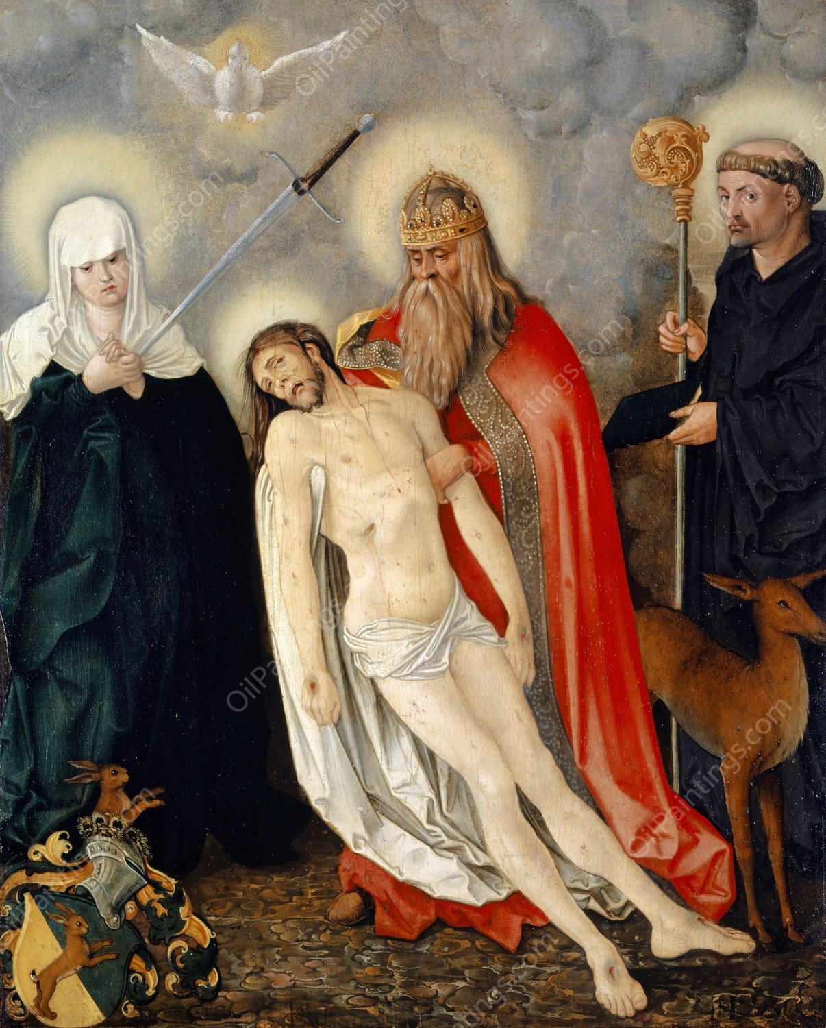The Holy Trinity between the Lady of Sorrows and Saint Giles  by Hans Baldung - Hand-Painted Oil Painting Reproduction