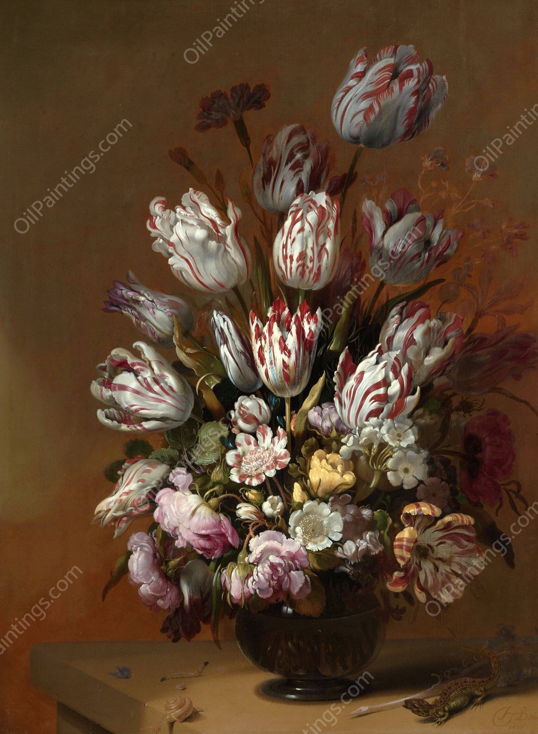 Floral Still Life  by Hans Bollongier - Hand-Painted Oil Painting Reproduction