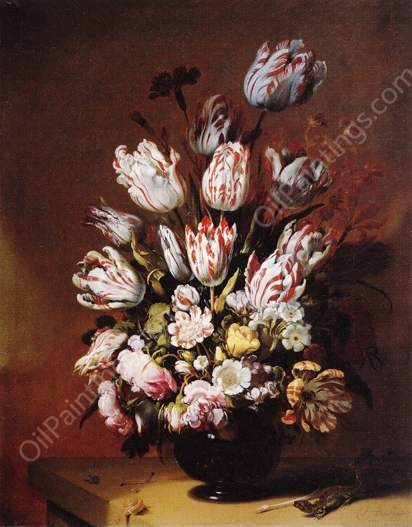 Tulips in a Vase by Hans Bollongier - Hand-Painted Oil Painting Reproduction