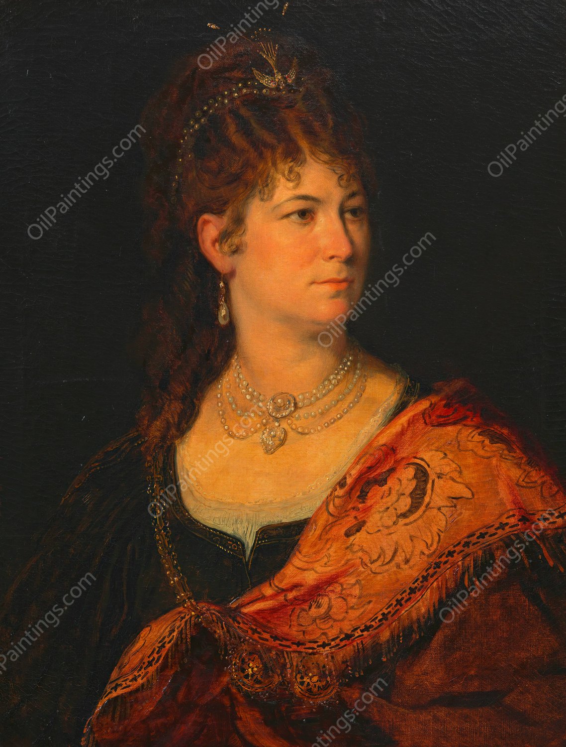 Charlotte Wolter, Schauspielerin  by Hans Canon - Hand-Painted Oil Painting Reproduction