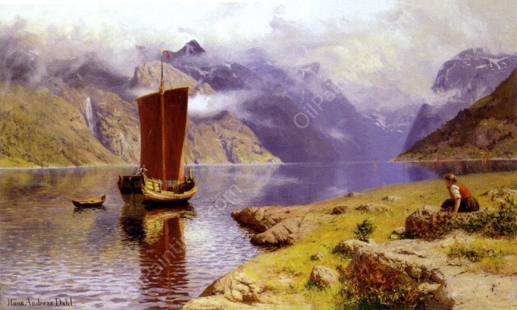 Awaiting His Return by Hans Dahl - Hand-Painted Oil Painting Reproduction