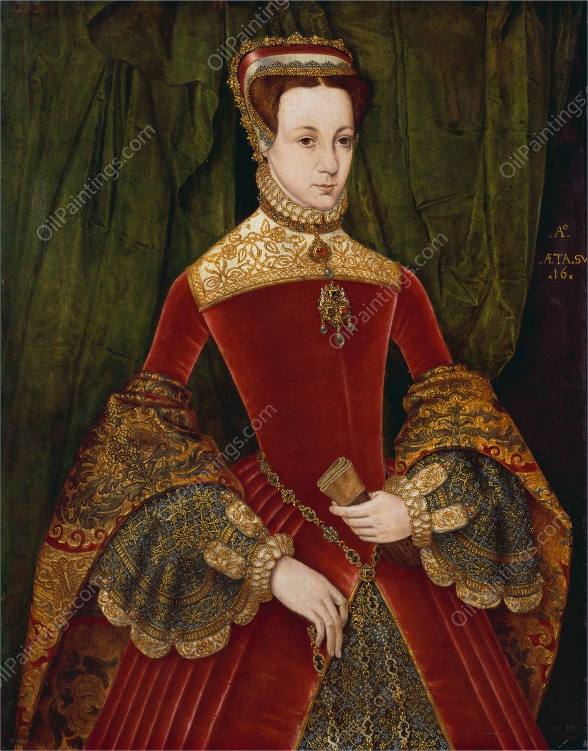 Portrait of Mary Fitzalan, Duchess of Norfolk  by Hans Eworth - Hand-Painted Oil Painting Reproduction